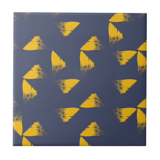 Yellow, cool, unique, trendy triangles ceramic tile (Front)