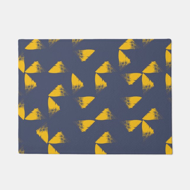 Yellow, cool, unique, trendy triangles doormat (Front)