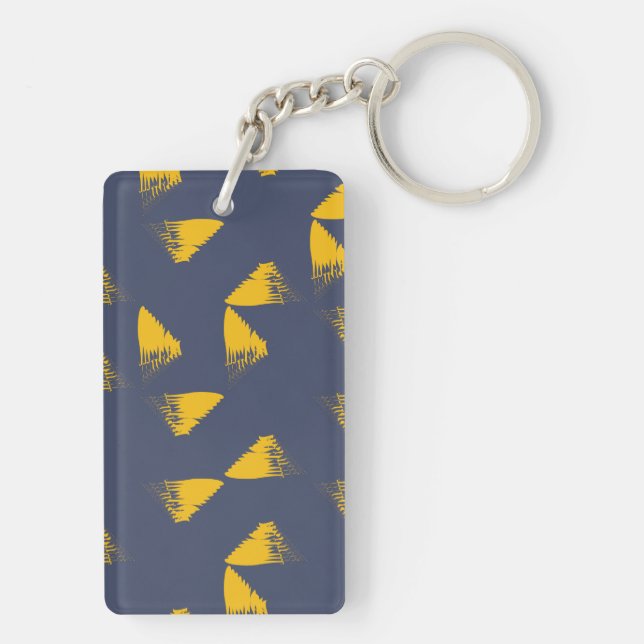 Yellow, cool, unique, trendy triangles key ring (Back)