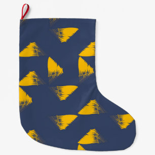 Yellow, cool, unique, trendy triangles large christmas stocking