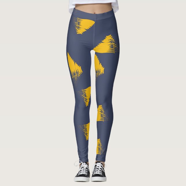 Yellow, cool, unique, trendy triangles leggings (Front)