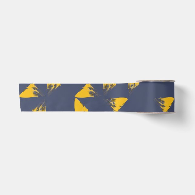 Yellow, cool, unique, trendy triangles satin ribbon (Front)