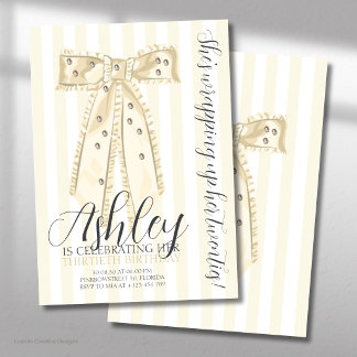 Yellow Coquette Bow Elegant Thirtieth Birthday Invitation