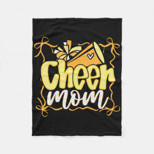 Yellow Coquette Pom Poms Bow Cheer Mum Mama Cheerl Fleece Blanket
