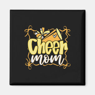 Yellow Coquette Pom Poms Bow Cheer Mum Mama Cheerl Magnet