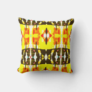 Yellow Coral Black Mediterranean Look Large Tile   Cushion