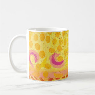 Yellow Coral Moons Abstract Painting Coffee Mug