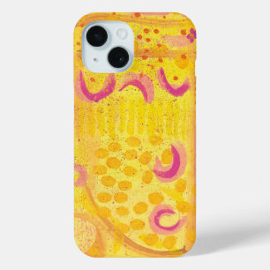 Yellow Coral Moons Abstract Painting iPhone Case