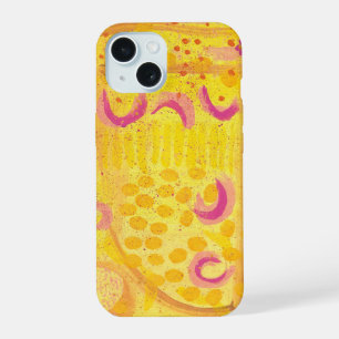 Yellow Coral Moons Abstract Painting iPhone Case