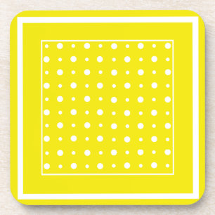 Yellow Cork-backed Coasters with White Polka Dots
