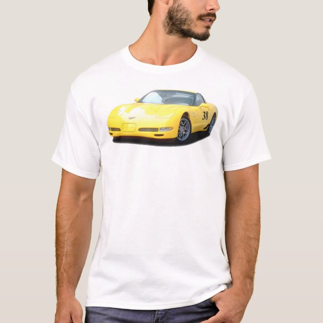 Yellow Corvette Z06 Race Car T-Shirt (Front)