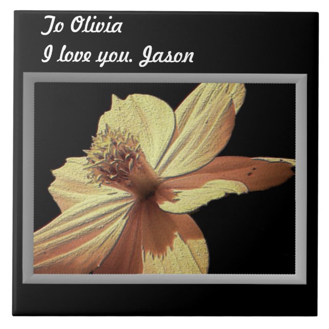 Yellow Cosmos Flower Picture Tile Trivet (Front)