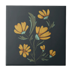 Yellow Cosmos Flower Simple Beauty Ceramic Tile