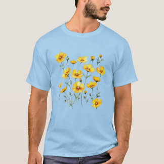 Yellow Cosmos Flower Written by Watercolor T-Shirt