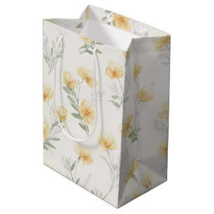 Yellow Cottagecore Wildflowers Botanical Print Medium Gift Bag