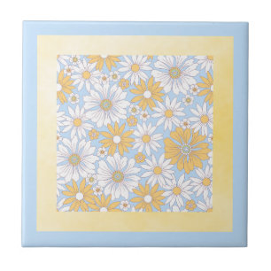 Yellow Country Flower art Ceramic Tile