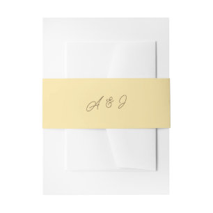 Yellow couple's initials, fall wedding invitation belly band