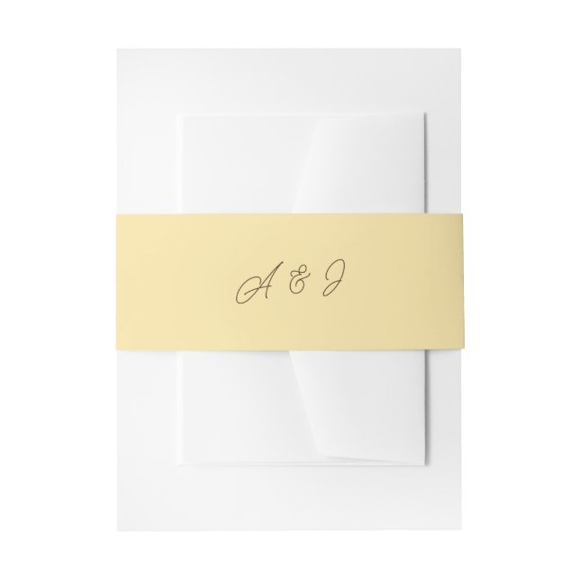 Yellow couple's initials, fall wedding invitation belly band (Front Example)