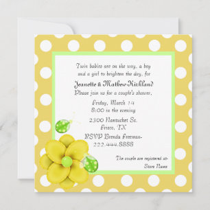 Yellow Couple's Twins Baby Shower Invitation