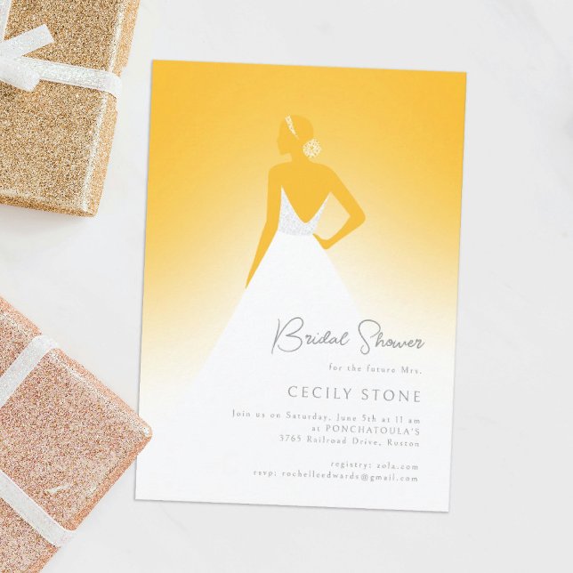 Yellow Couture Wedding Dress Bridal Shower Invitation (Creator Uploaded)