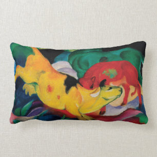 Yellow Cow by Franz Marc Lumbar Cushion