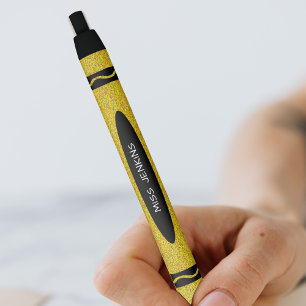 Yellow Crayon Teacher Black Ink Pen
