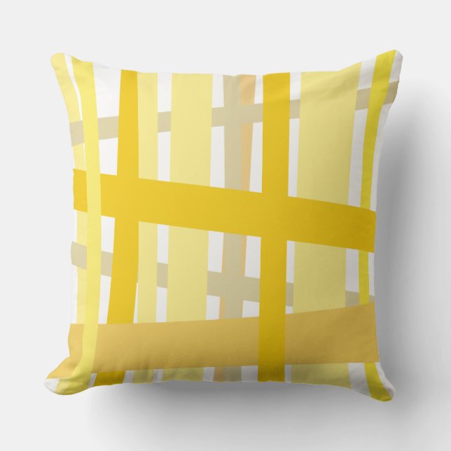 YELLOW CRAZY LINES DESIGN Retro Throw Pillow (Front)
