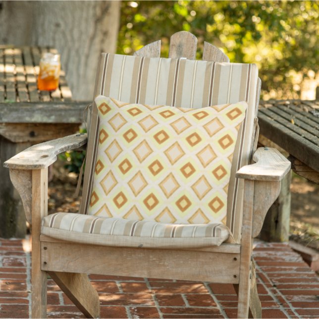 Yellow Cream Brown Diamond Pattern Cushion (Chair)