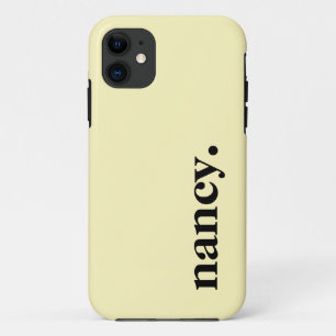 Yellow Cream Solid Colour Elegant Name  iPhone 11 Case