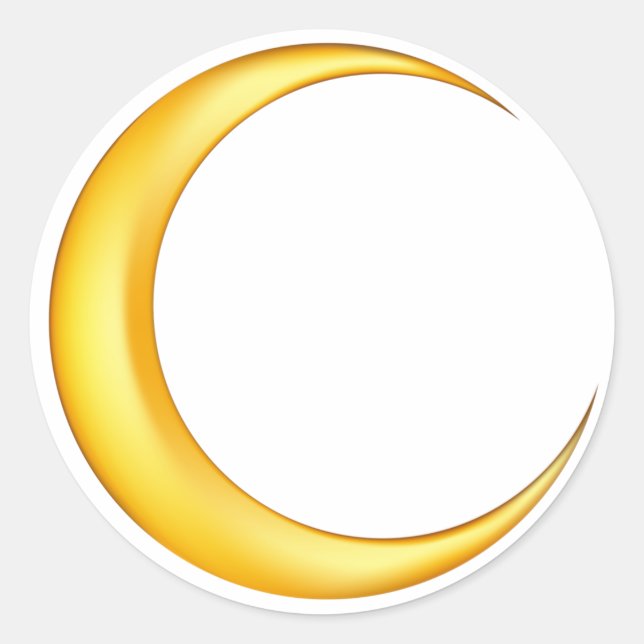 Yellow Crescent Moon Classic Round Sticker (Front)