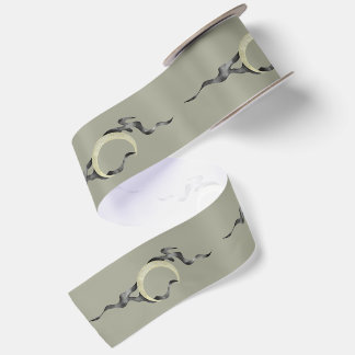 Yellow Crescent Moon with Magical Smoke Watercolor Satin Ribbon