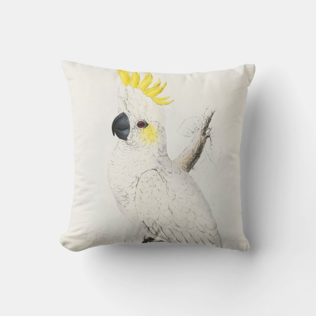 Yellow Crested Cockatoo Throw Pillow (Front)