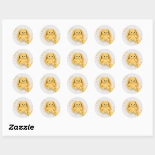 Yellow Crochet Bunny – Cozy Handmade Classic Round Sticker