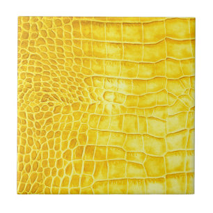 Yellow crocodile leather ceramic tile