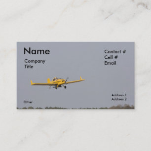 yellow crop duster tree top business card