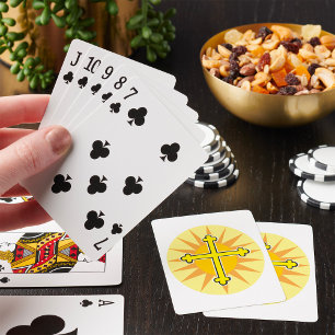 Yellow Cross Bottony Sunburst Christian Faith Playing Cards