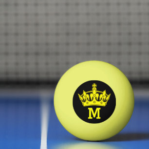 Yellow Crown Monogram Personalised Ping Pong Ball