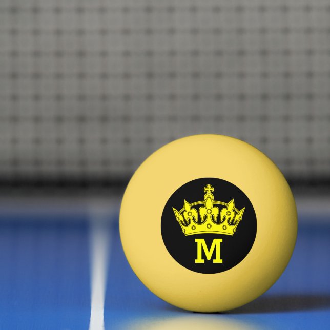 Yellow Crown Monogram Personalised Ping Pong Ball (Net)