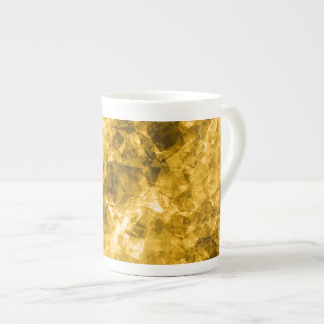 Yellow Crumpled Texture Bone China Mug (Front Right)