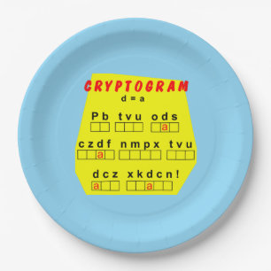 Yellow Cryptogram Paper Plate