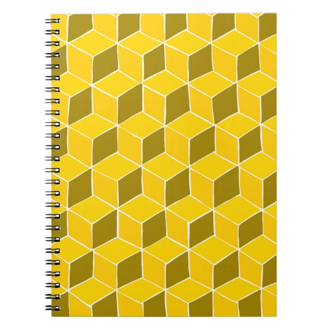 Yellow cube quilt pattern notebook (Front)