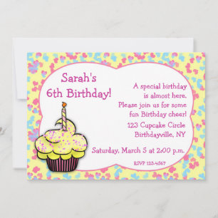 Yellow Cupcake Birthday Invitation
