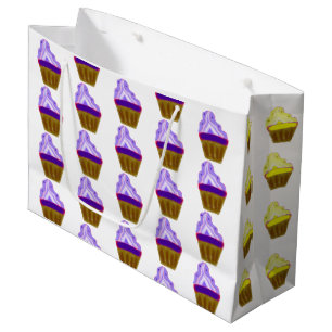 yellow cupcake calligraphy modern happy birthday large gift bag