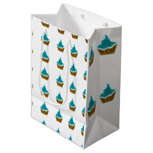 yellow cupcake calligraphy modern happy birthday medium gift bag