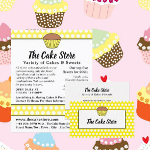 Yellow Cupcake & Polka Dot, Cake Store Advertising Flyer
