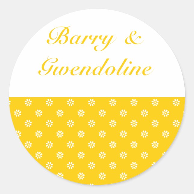 Yellow + Custom Colour Flower Dot Classic Round Sticker (Front)