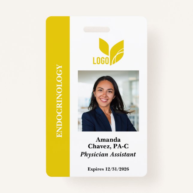 Yellow Custom Employee ID Photo Name ID Badge (Front)