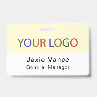 Yellow Custom Hard Plastic  with Metal Clip ID Badge