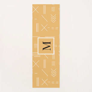 Yellow Custom Monogram Geometric Pattern Yoga Mat