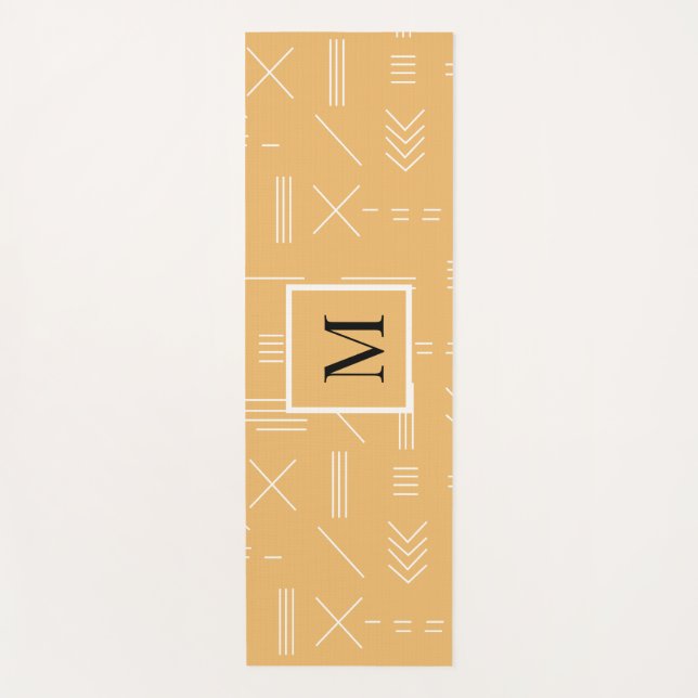 Yellow Custom Monogram Geometric Pattern  Yoga Mat (Front)